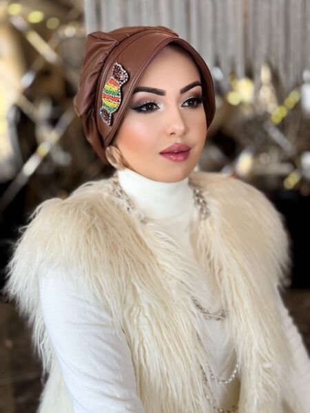 KAHVE DERİ ŞAPKA BONE