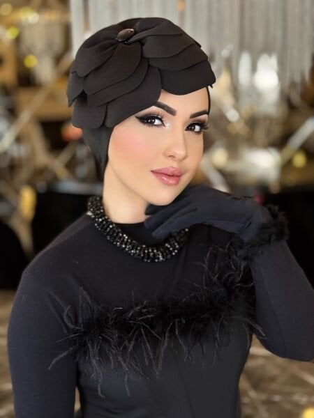 SİYAH TASARIM GÜL BONE