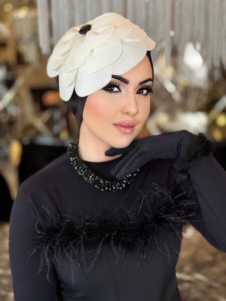 SİYAH BEYAZ TASARIM GÜL BONE