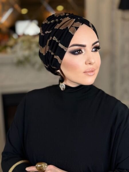 SİYAH-TABA DESENLİ MERSERİZE DÖKÜMLÜ BONE