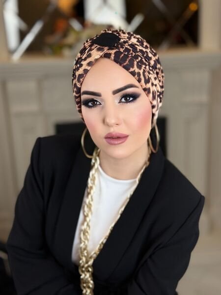 Leopar Desenli Çapraz Bone