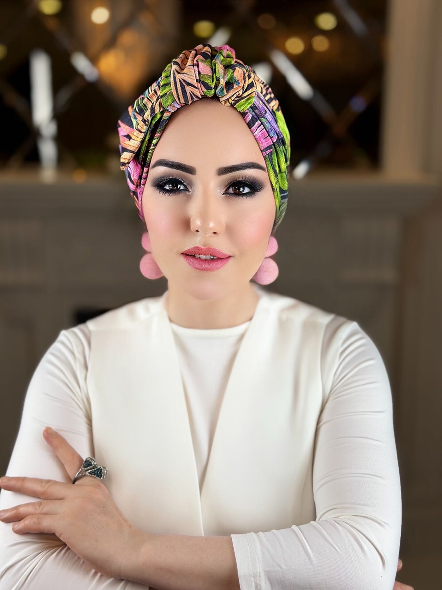 Renkli Boğum Yandan Katlı Bone