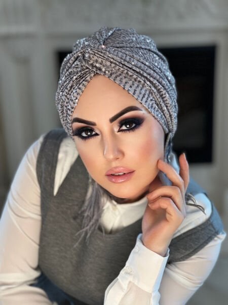 Gümüş Payetli Düğüm Bone