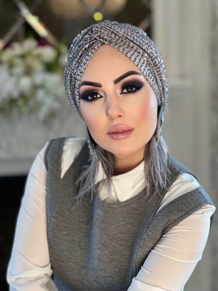 Gümüş Payetli Düğüm Bone