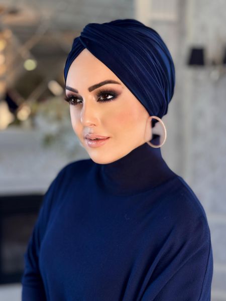 NAVY BLUE KNOT BONNET