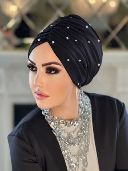 SİYAH GÜMÜŞ TAŞLI DÖKÜMLÜ BONE