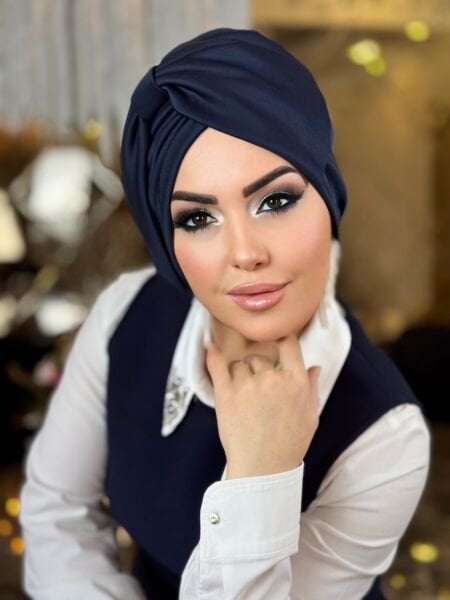 NAVY BLUE RIBBON BONNET