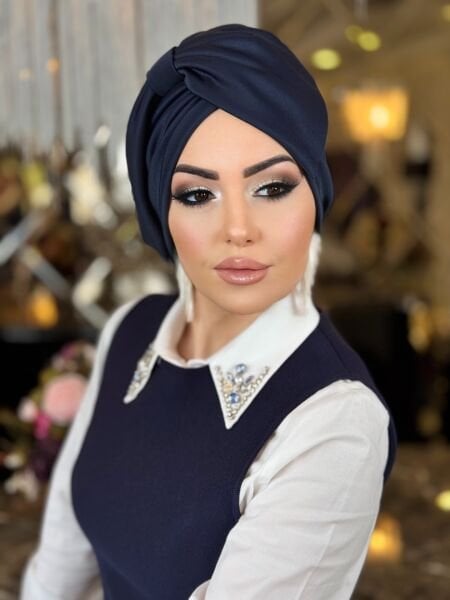 NAVY BLUE RIBBON BONNET