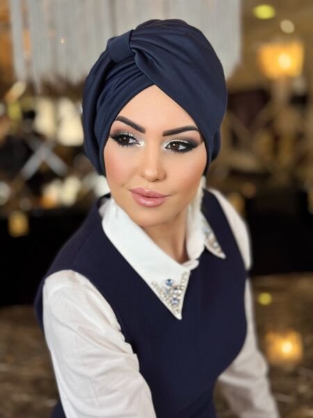 NAVY BLUE RIBBON BONNET