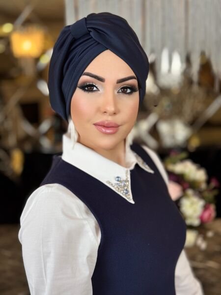 NAVY BLUE RIBBON BONNET