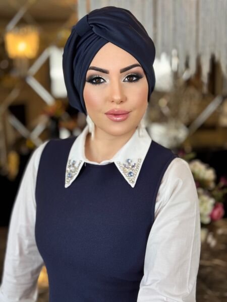 NAVY BLUE RIBBON BONNET