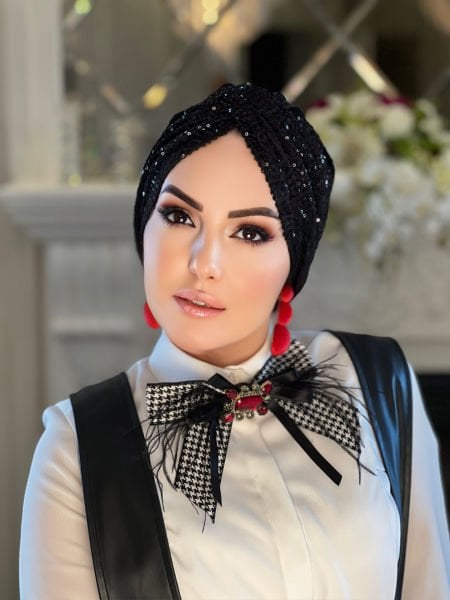 SİYAH PAYETLİ DÜĞÜM BONE