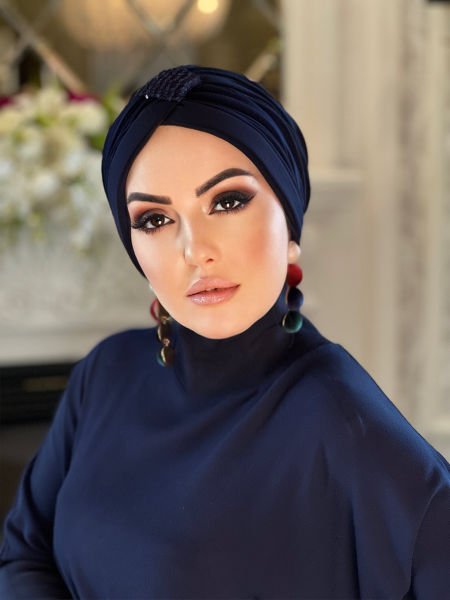LACİVERT PAYETLİ ÇAPRAZ BONE