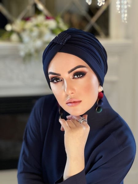LACİVERT PAYETLİ ÇAPRAZ BONE
