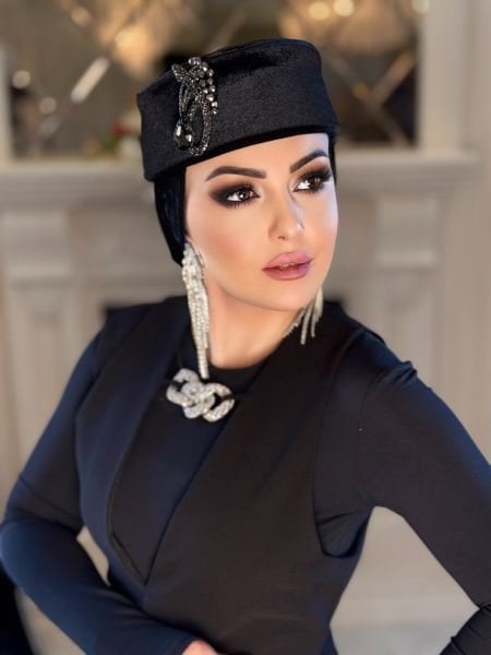 SİYAH KADİFE MADAM BONNET