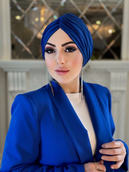 SAKS MAVİ DÖKÜMLÜ BONE