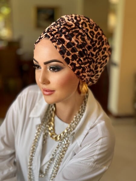 KAHVERENGİ LEOPAR DESENLİ DÖKÜMLÜ BONE