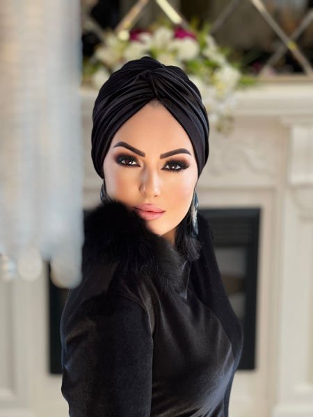 SİYAH KADİFE DÜĞÜM BONE