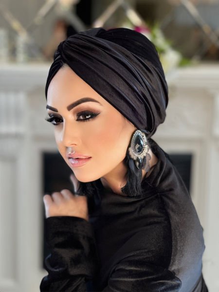 SİYAH KADİFE DÜĞÜM BONE