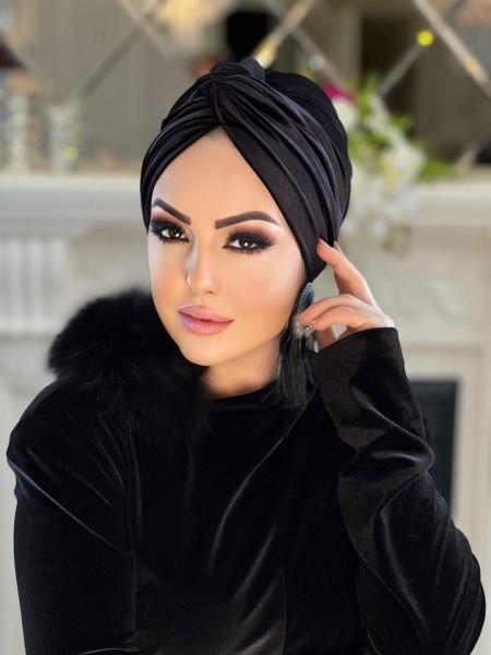 SİYAH KADİFE DÜĞÜM BONE
