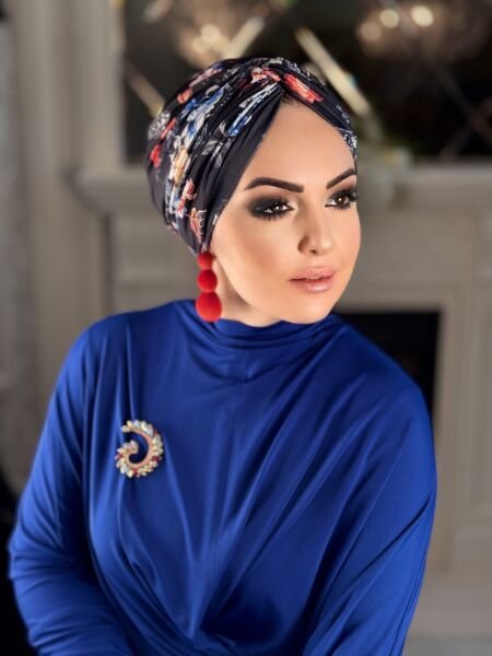 SİYAH MAVİ DESENLİ DÜĞÜM BONE