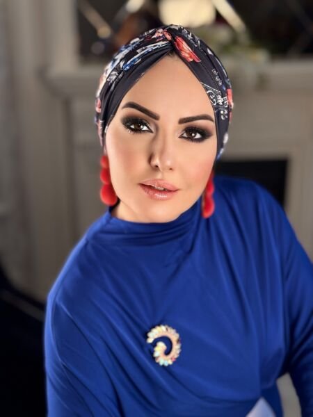 SİYAH MAVİ DESENLİ DÜĞÜM BONE