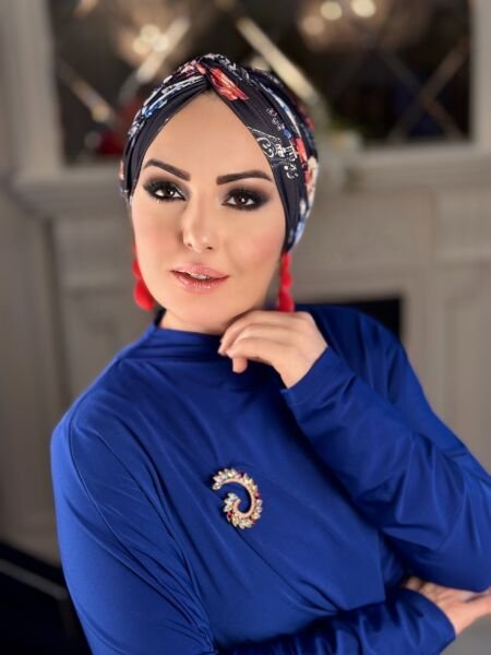SİYAH MAVİ DESENLİ DÜĞÜM BONE
