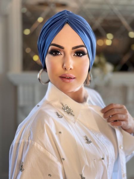 INDIGO BLUE FLOWING BONNET