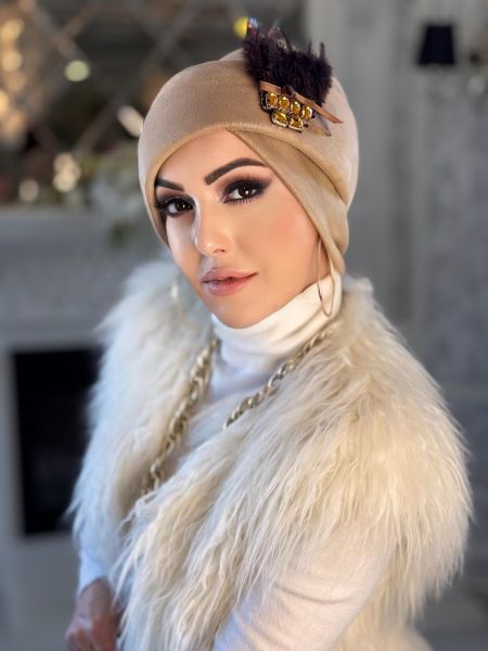 CREAM SUEDE BONNET BONNET
