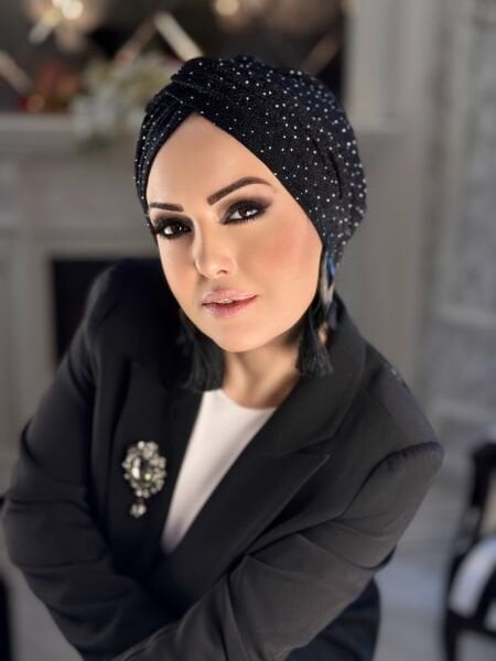 SİYAH PIRILTILI DÜĞÜM BONE
