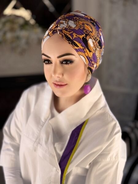 MOR-SARI DESENLİ DÖKÜMLÜ BONE