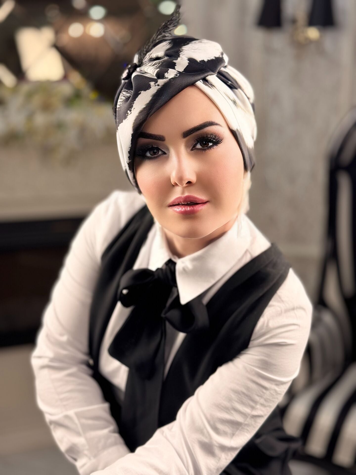 SİYAH BEYAZ MADAM ŞAPKA BONE