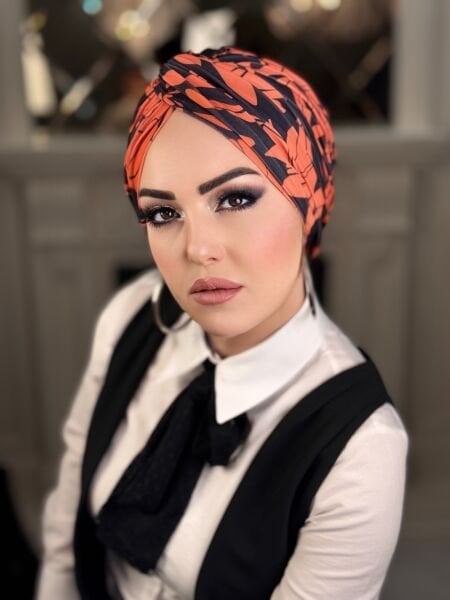 SİYAH-TURUNCU DESENLİ DÜĞÜM BONE