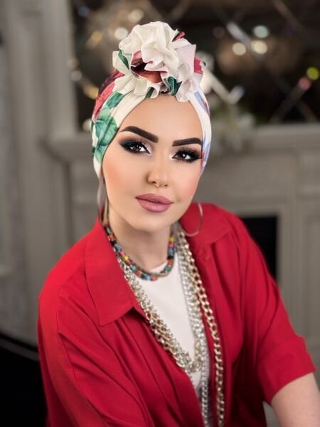 BEYAZ DESENLİ GÜL BONE