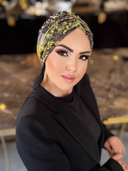 SİYAH-NEON DESENLİ DÖKÜMLÜ BONE