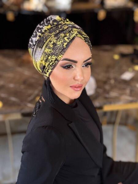 SİYAH-NEON DESENLİ DÖKÜMLÜ BONE