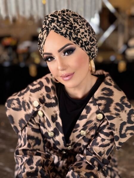 SİYAH-KREM LEOPAR DÜĞÜM BONE